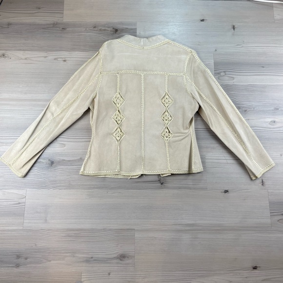 Adrienne Landau 100% Suede Paneled Jacket with Crochet Trim Detail Size L - Picture 3 of 10